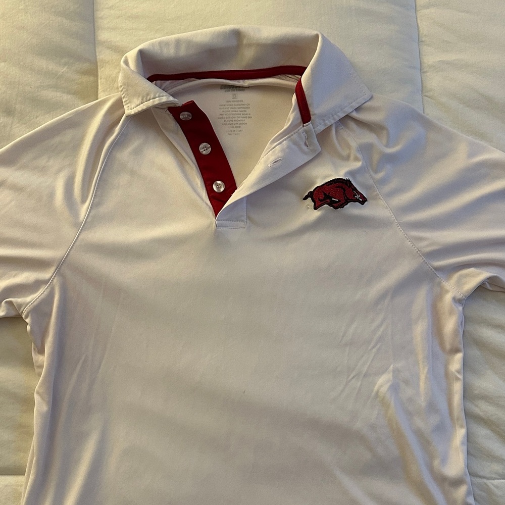 White Men’s University of Arkansas Polo Shirt 🐗🏈❤️